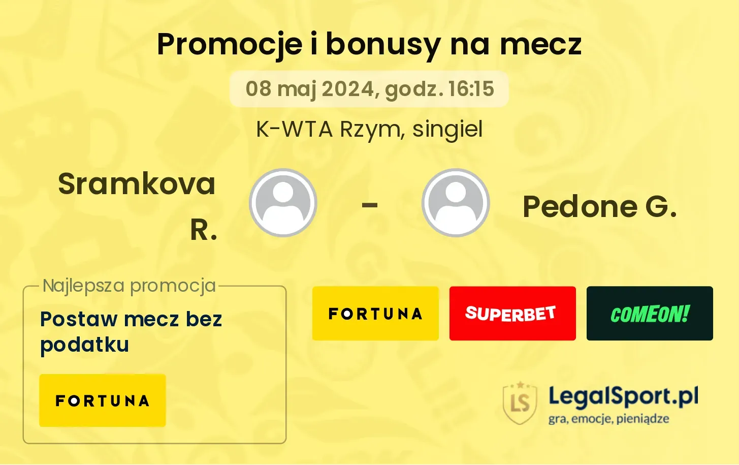 Sramkova R. - Pedone G. promocje bonusy na mecz
