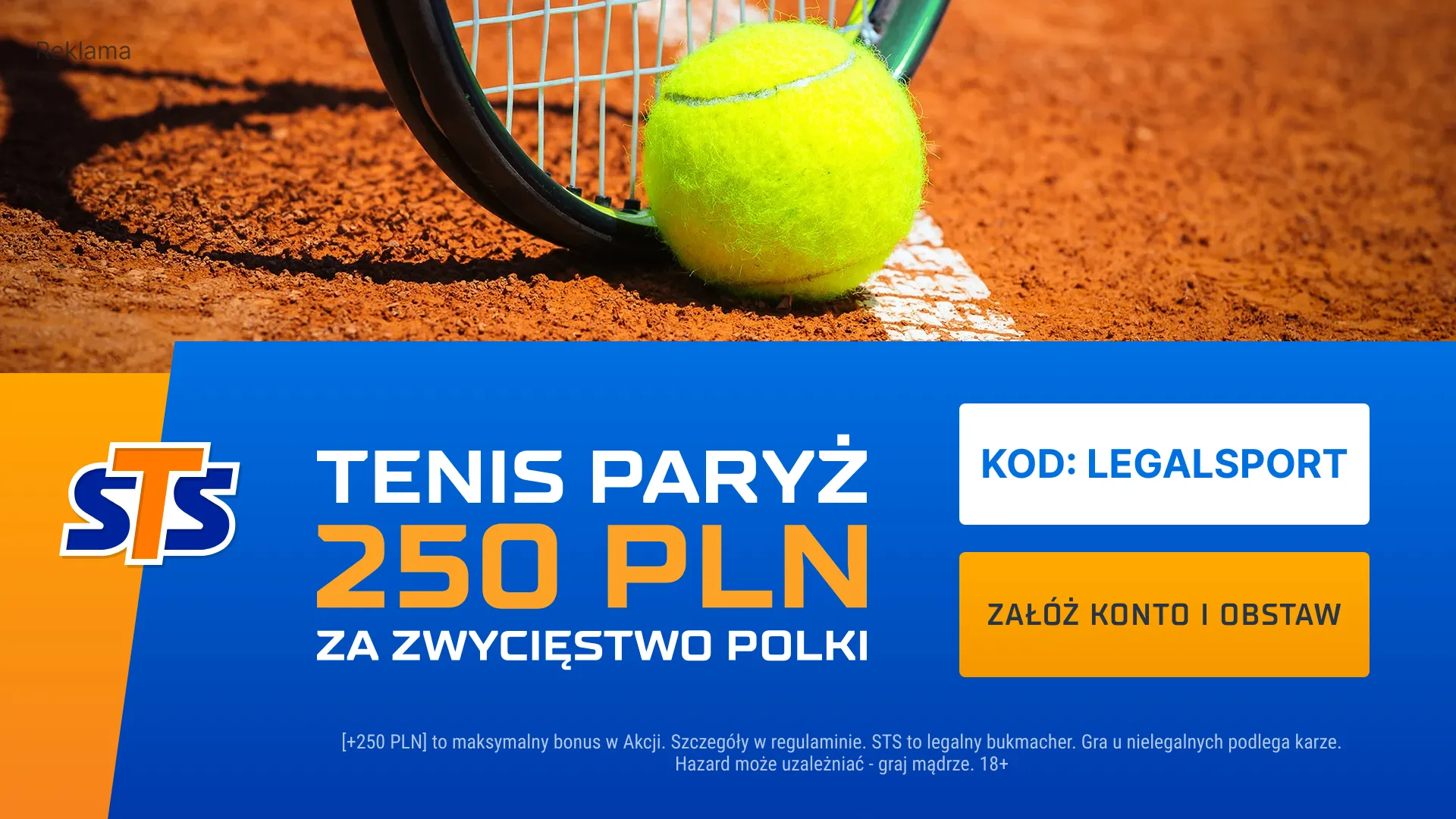 250 zł za wygraną Polki lub Polaka na Roland Garros 2024 w meczu singlowym