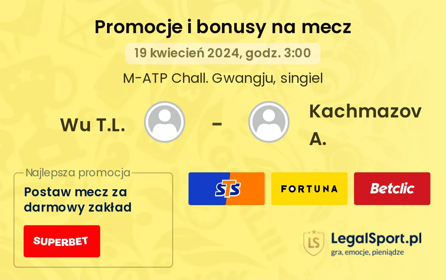 Wu T.L. - Kachmazov A. promocje bonusy na mecz