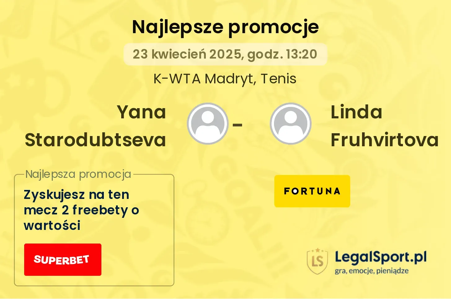Yana Starodubtseva - Linda Fruhvirtova promocje u bukmacherów