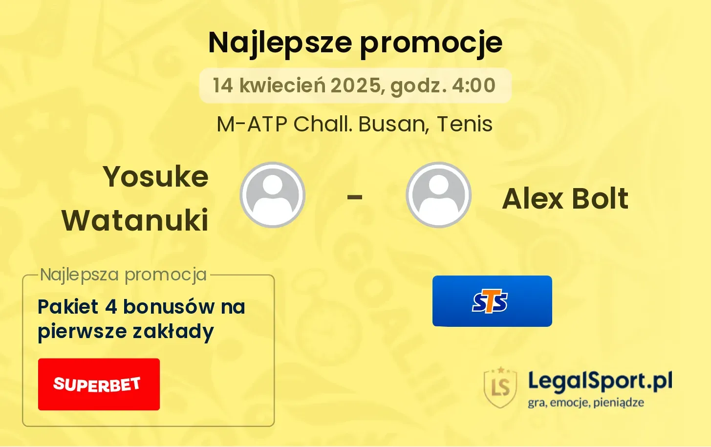 Yosuke Watanuki - Alex Bolt promocje bukmacherskie