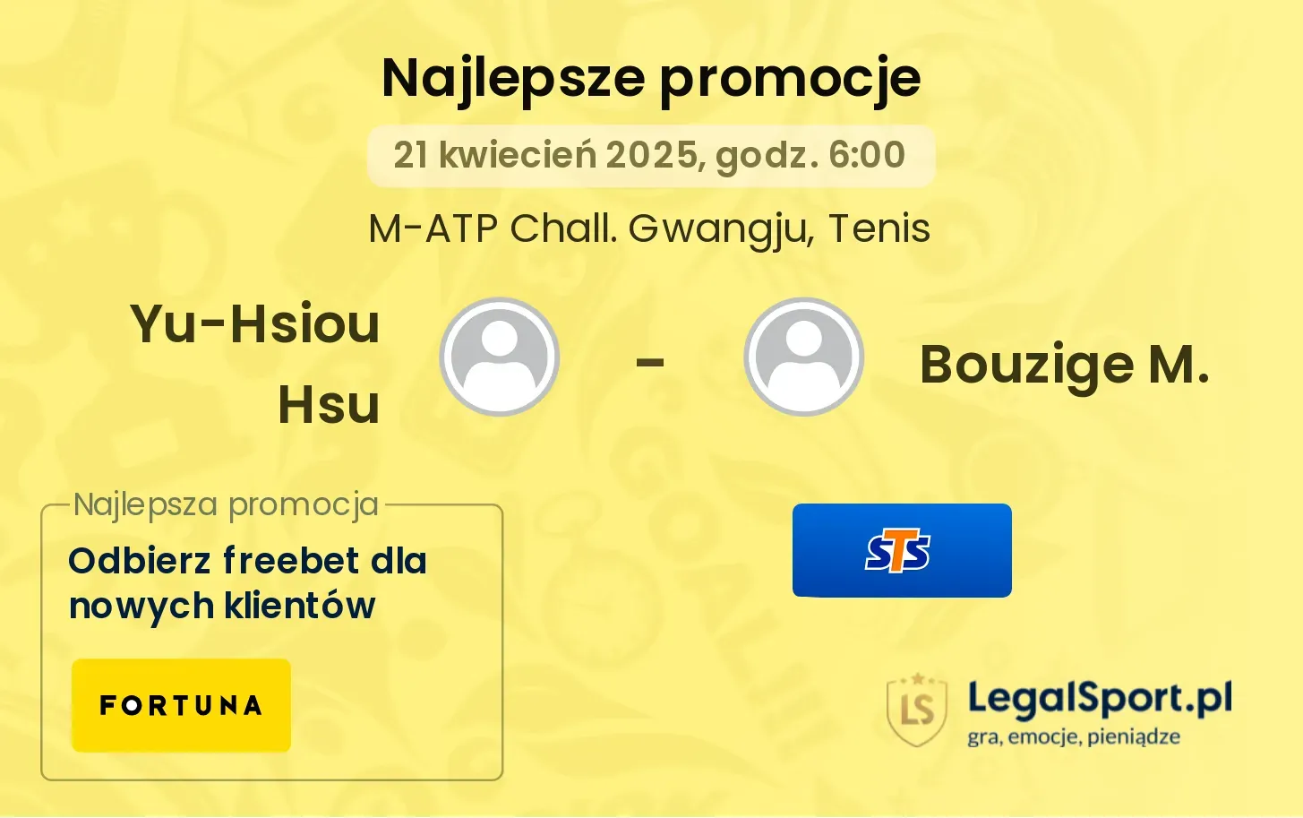 Yu-Hsiou Hsu - Bouzige M. promocje u bukmacherów