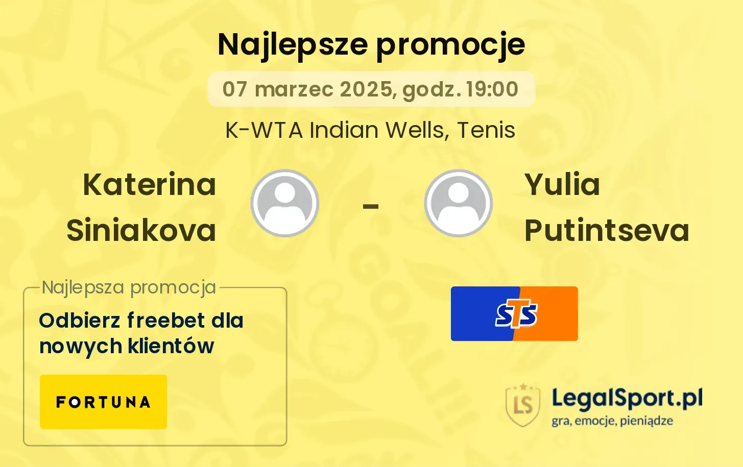 Katerina Siniakova - Yulia Putintseva promocje u bukmacherów