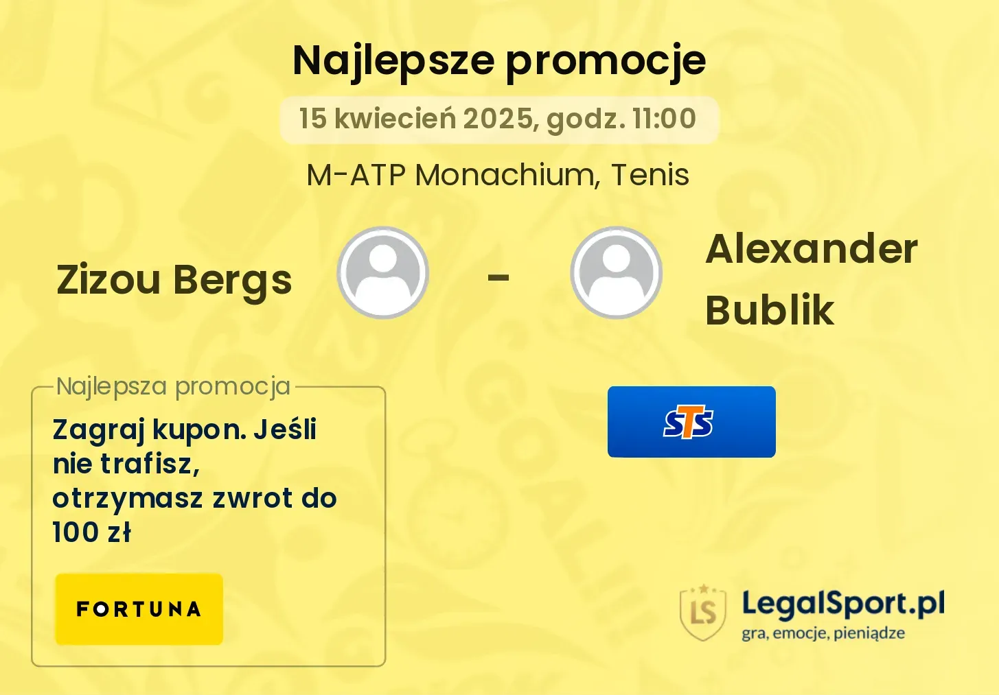Zizou Bergs - Alexander Bublik promocje bukmacherskie