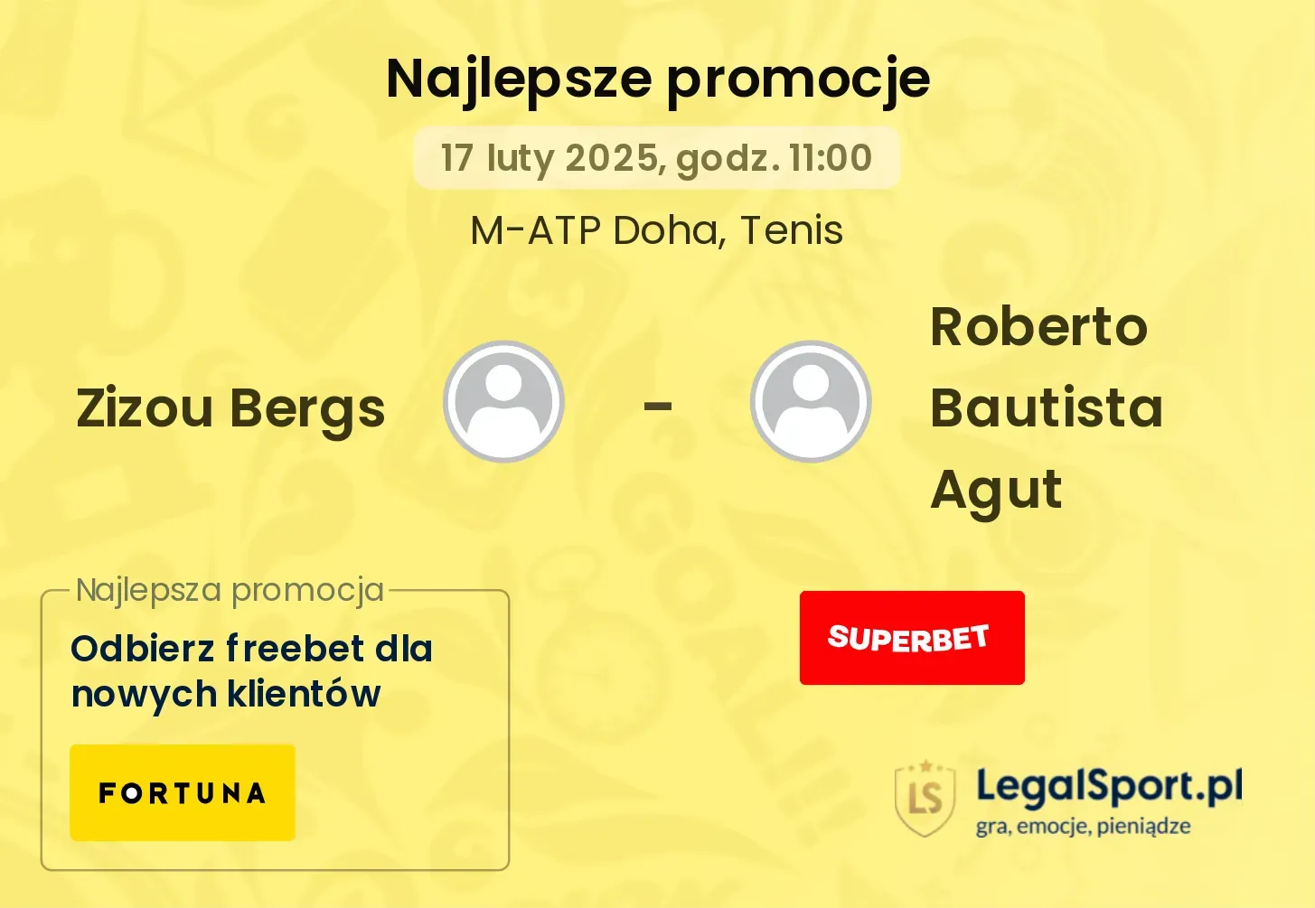 Zizou Bergs - Roberto Bautista Agut promocje u bukmacherów