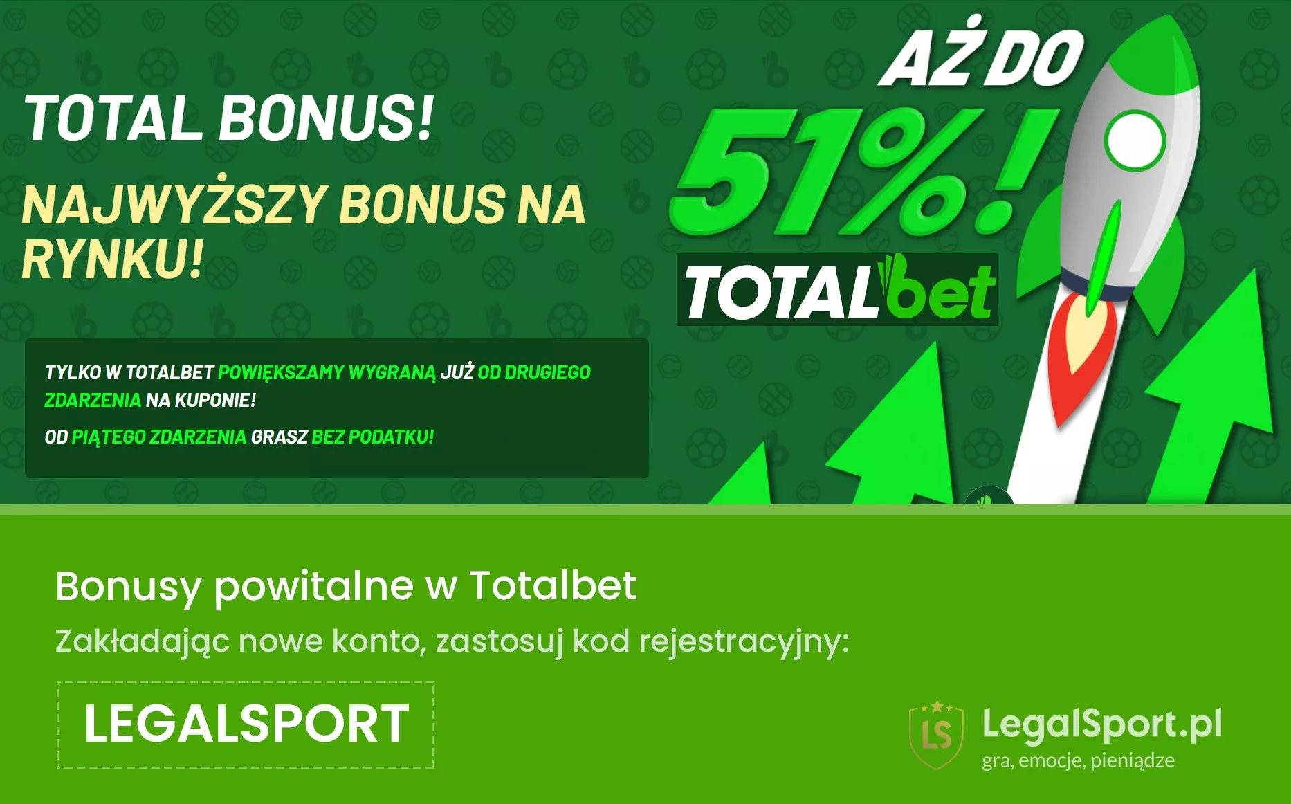 Total premia w Totalbet - nawet 51% więcej