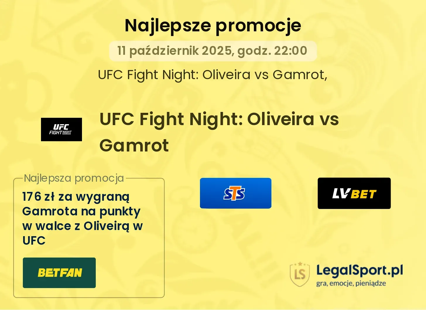 UFC Fight Night: Oliveira vs Gamrot promocje u bukmacherów