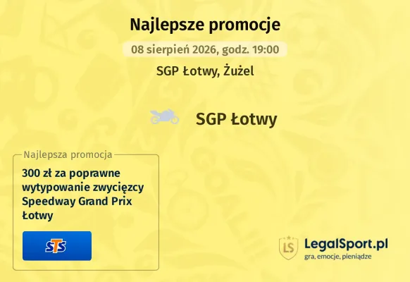 Promocja STS: 300 zł za wytypowanie zwycięzcy Speedway Grand Prix Łotwy