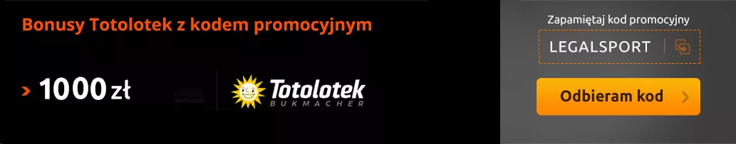 Promocja powitalna na start z kodem promocyjnym od bukmachera Totolotek Zakłady Bukmacherskie