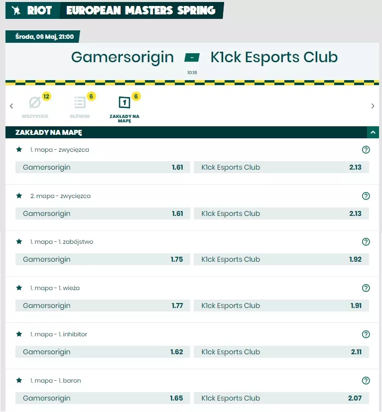 BEFAN online - kursy i typy na mecz GamersOrigin vs K1ck eSports Club