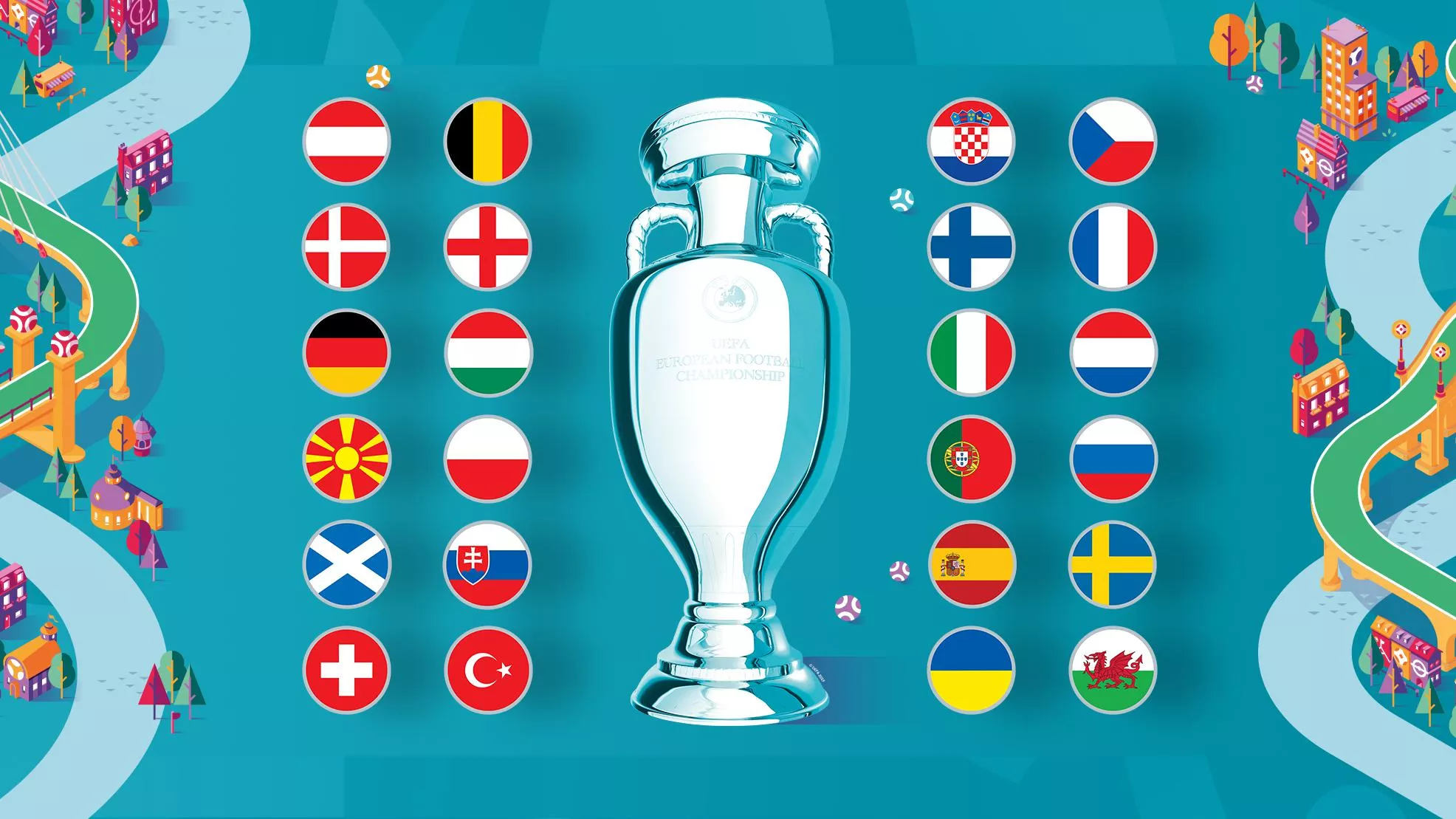 Grafika z drużynami uczestniczącymi w Euro 2021