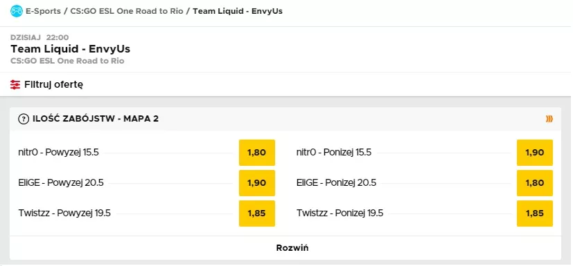 Typy na mecz Team Liquid vs Envy w Betclic online