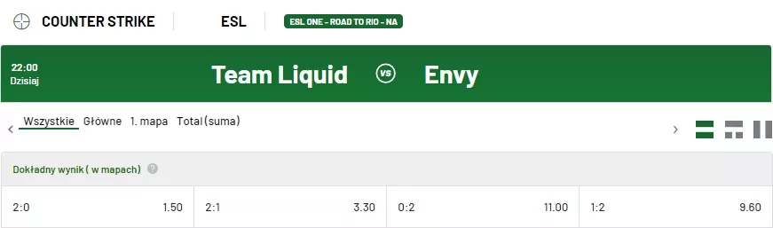 Zakłady bukmacherskie na mecz Team Liquid vs Envy w ofercie TOTALbet