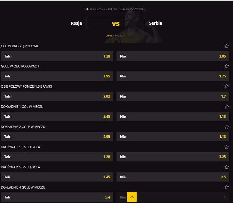 LVBET Zakłady Bukmacherskie - typy i kursy na mecz Ligi Narodów Rosja vs Serbia LVBET