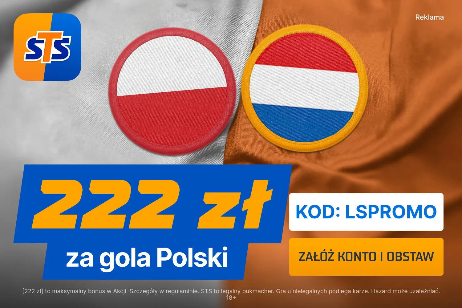 STS: 222 zł za gola Polski w meczu Polska - Holandia