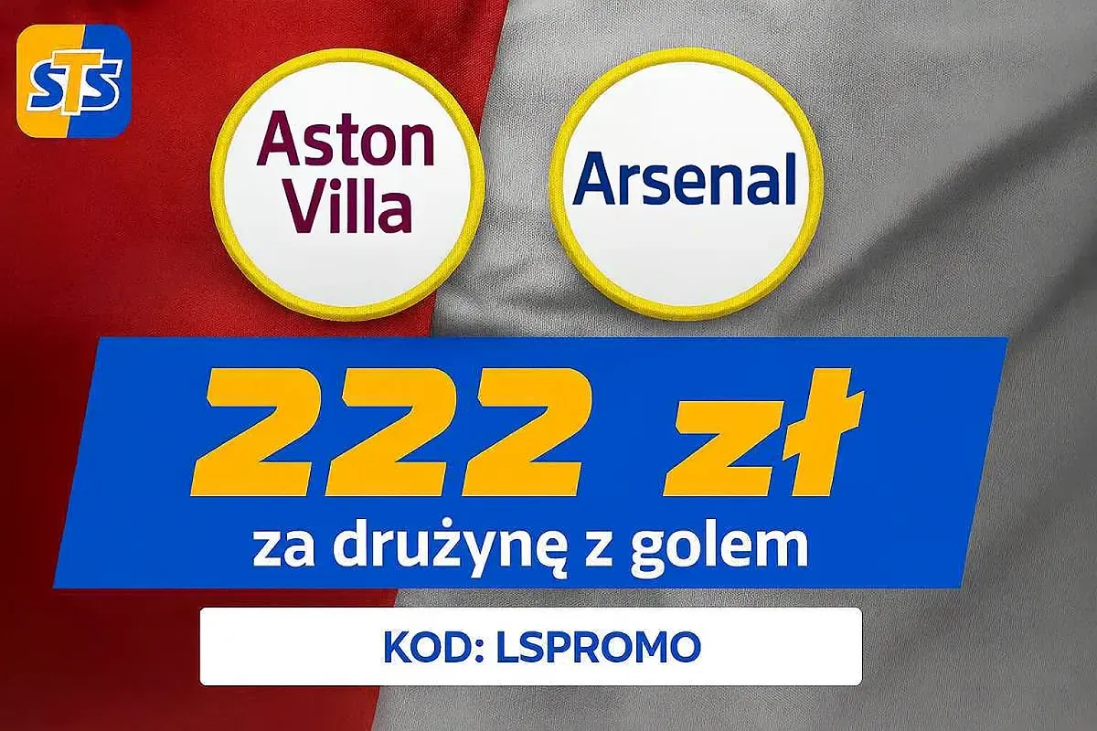 STS: 222 zł za wytypowanie drużyny z golem w meczu Aston Villa - Arsenal