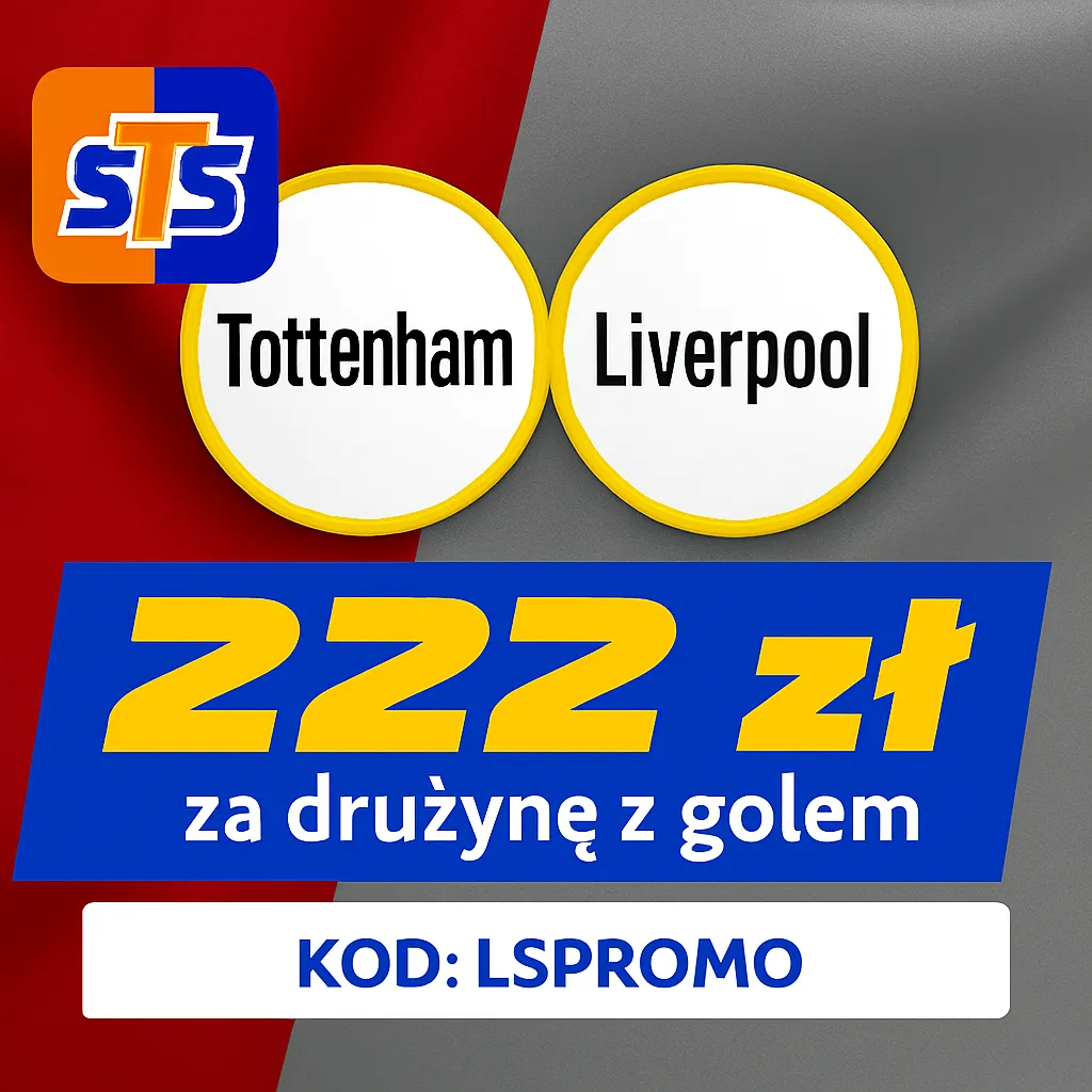 STS: 222 zł za wytypowanie drużyny z golem w meczu Tottenham - Liverpool