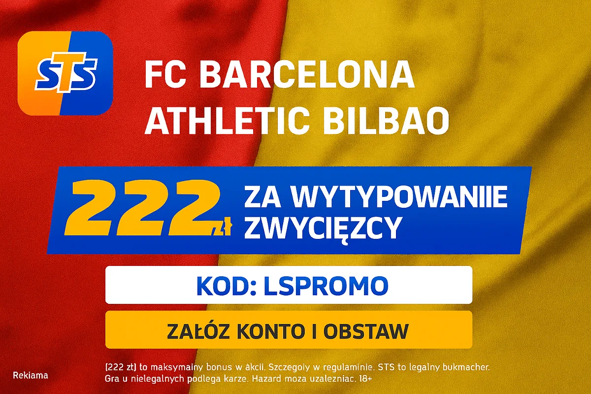 STS: 222 zł za wytypowanie zwycięzcy meczu Barcelony z Athletic Bilbao