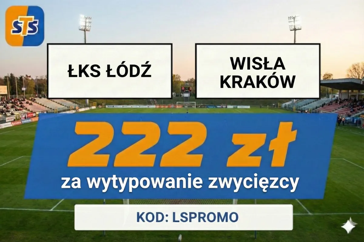 STS: 222 zł za wytypowanie zwycięzcy meczu ŁKS Łódź - Wisła Kraków