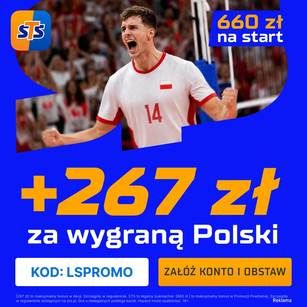 STS: 267 zł za wygraną polskich siatkarzy w dowolnym meczu towarzyskim w siatkówce mężczyzn