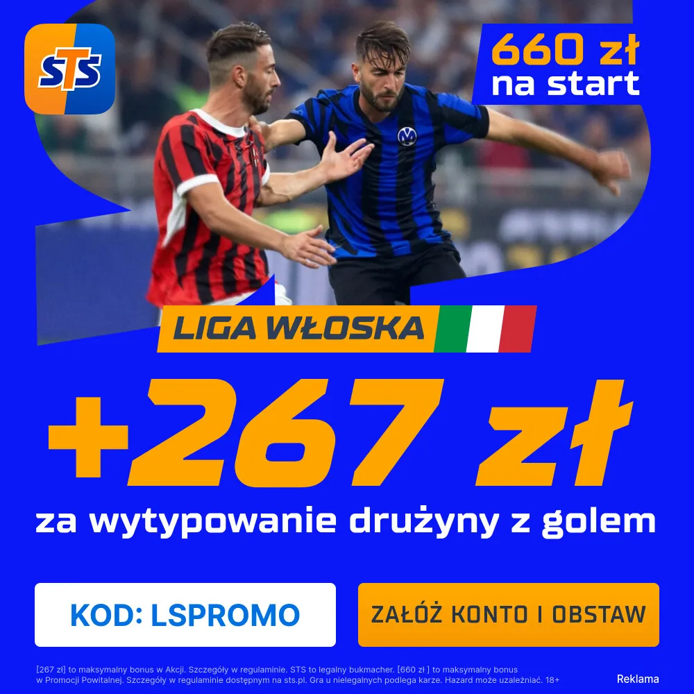 STS: 267 zł za wytypowanie drużyny z golem w meczu AC Milan - Atalanta