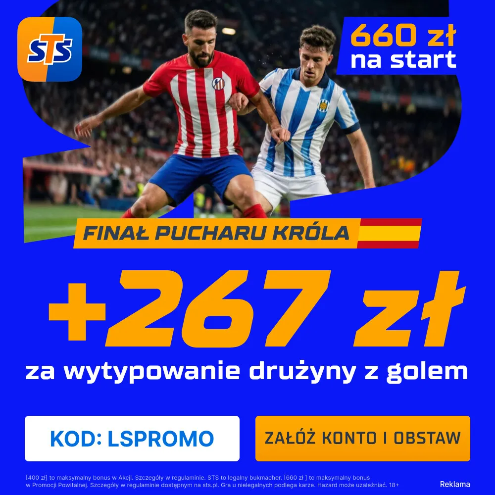 STS: 267 zł za wytypowanie drużyny z golem w meczu Atletico Madryt - Real Sociedad