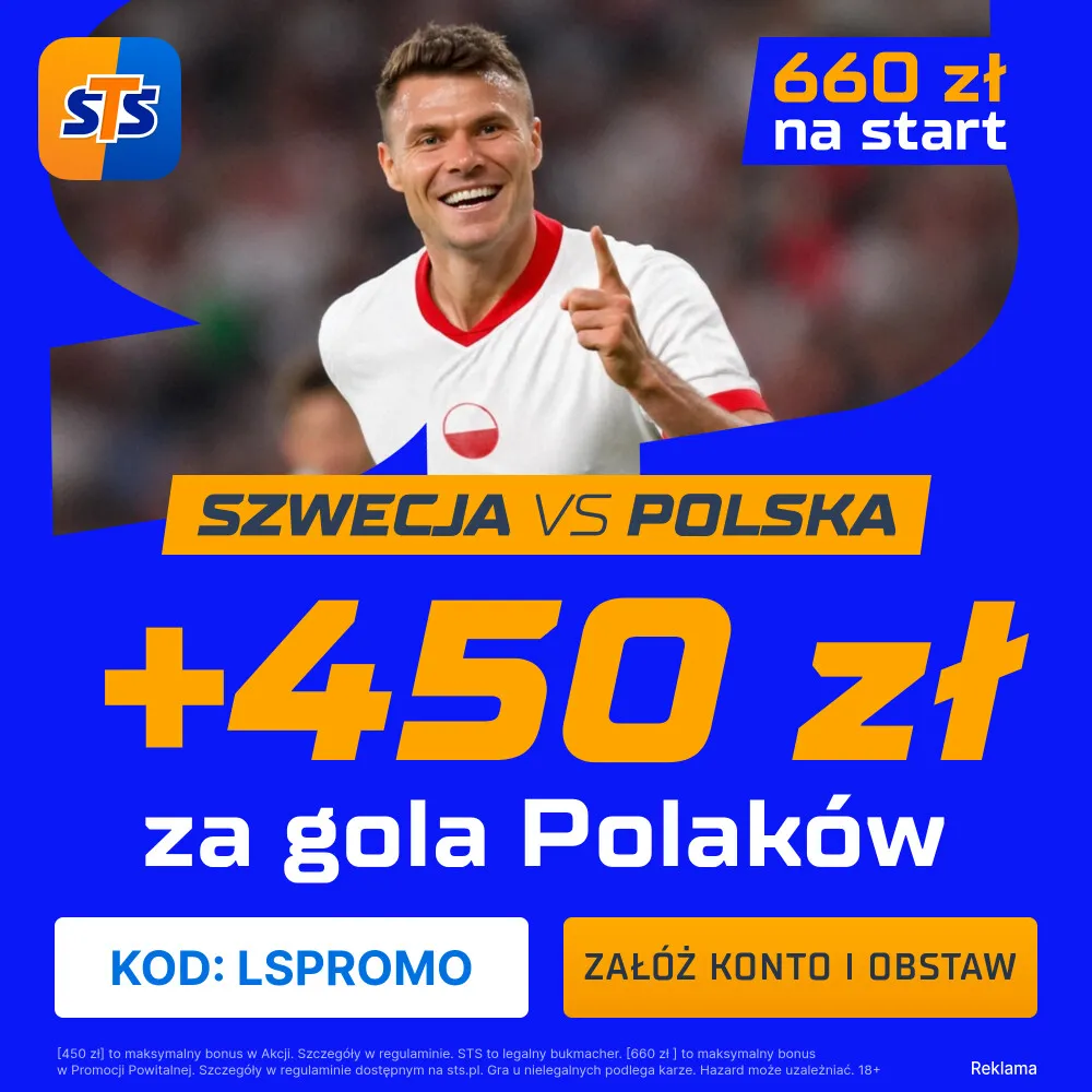 STS: 450 zł za gola Polski w meczu ze Szwecją