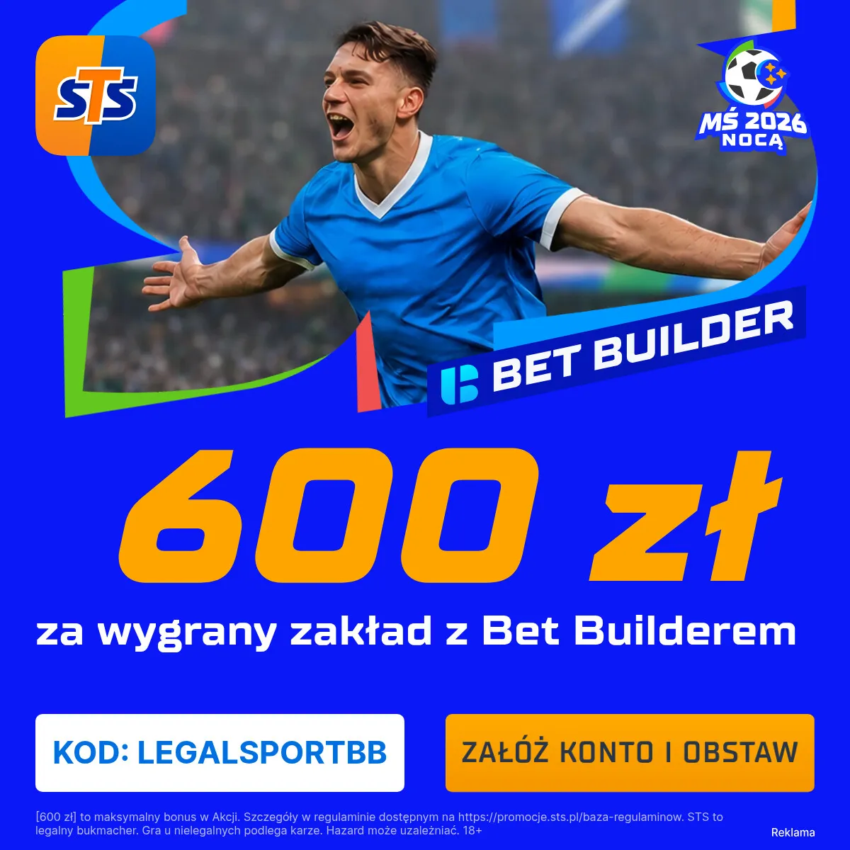 STS: 600 zł za poprawny Bet Builder na mecz WKS – Ekwador
