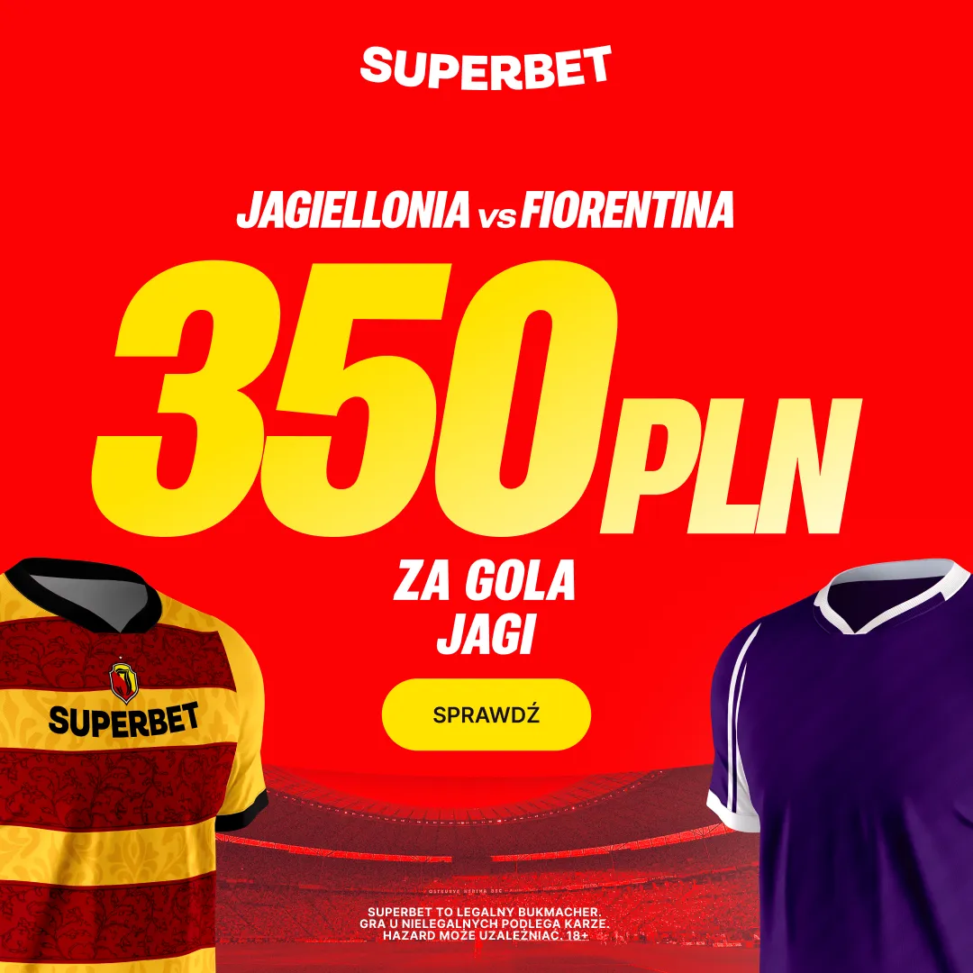 Superbet: Bonus 350 PLN za gola Jagiellonii Białystok z Fiorentiną