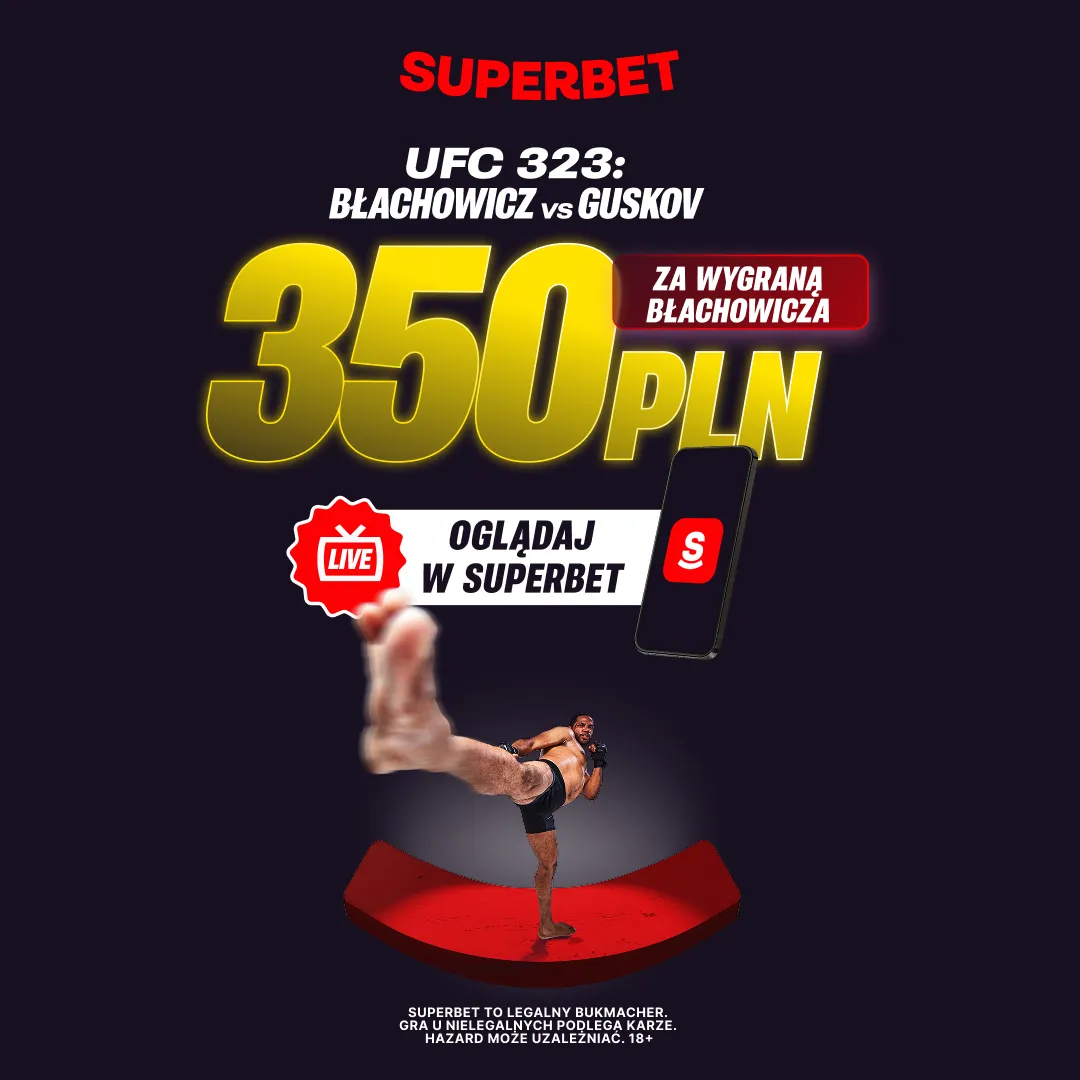Superbet: Bonus 350 PLN za zwycięstwo Jana Błachowicza w walce z Bogdanem Guskovem