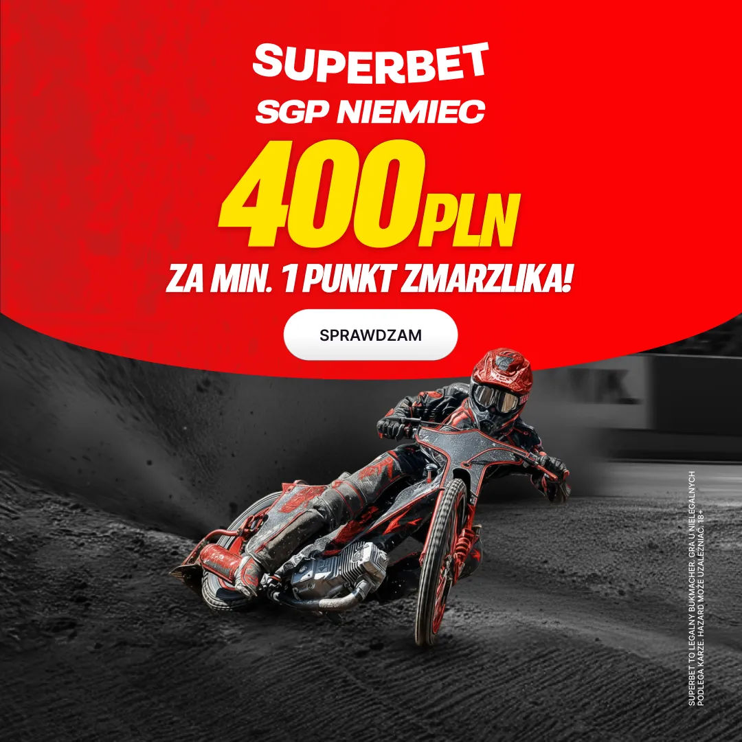 Superbet: Bonus 400 PLN za minimum 1 punkt Bartosza Zmarzlika w SGP Niemiec