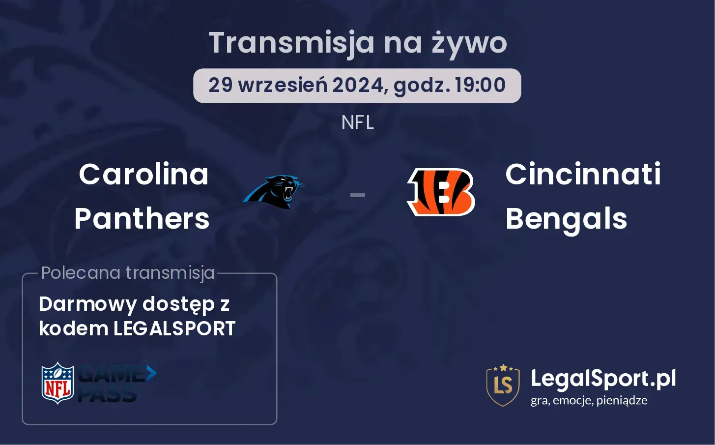  Carolina Panthers - Cincinnati Bengals gdzie oglądać? 29.09, godz. 19:00
