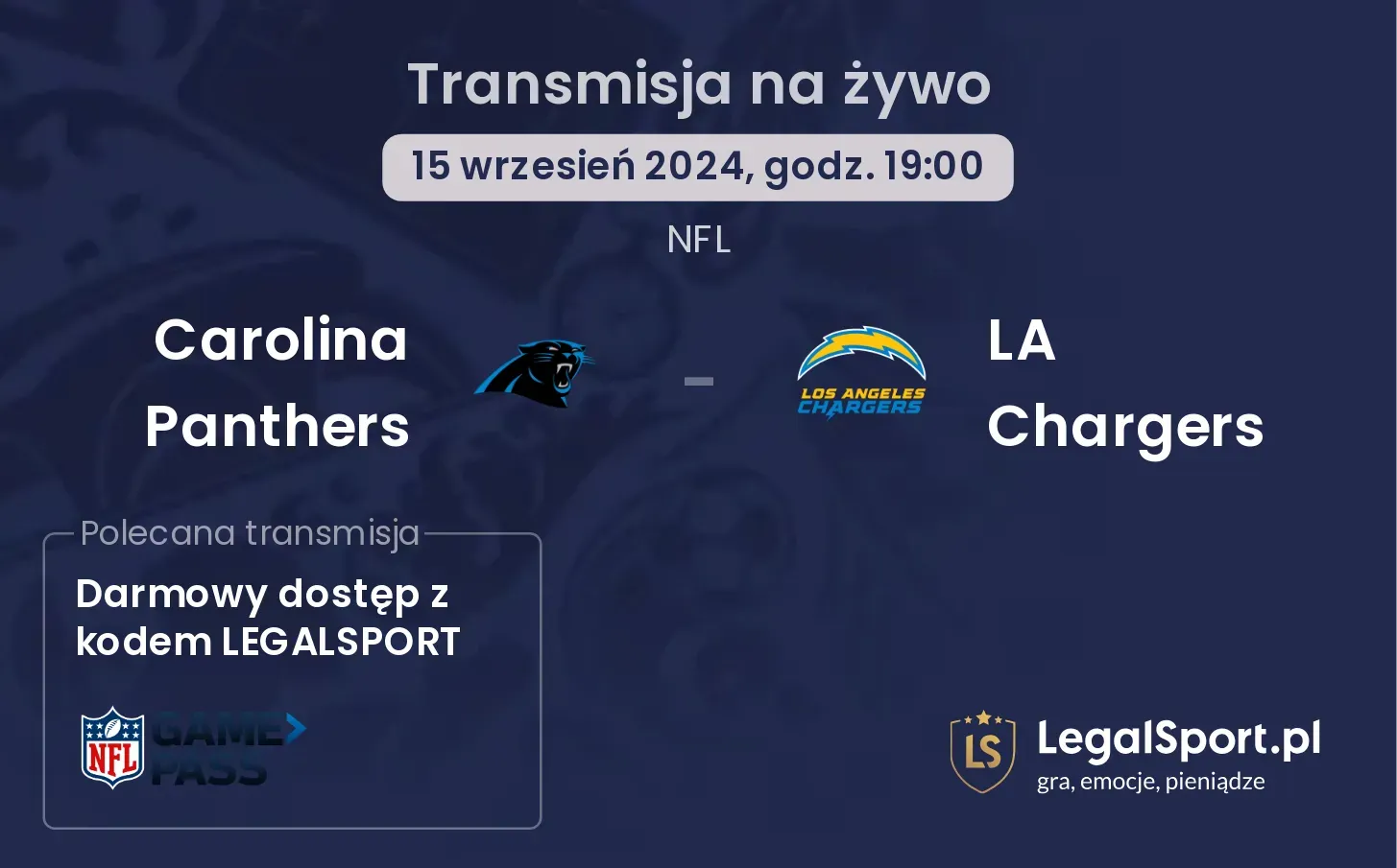 Carolina Panthers - LA Chargers transmisja na żywo
