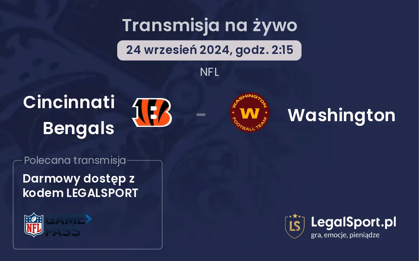 Cincinnati Bengals - Washington transmisja na żywo