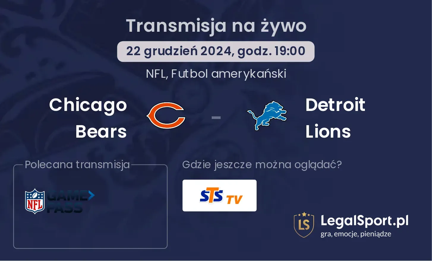 Detroit Lions - Chicago Bears transmisja na żywo