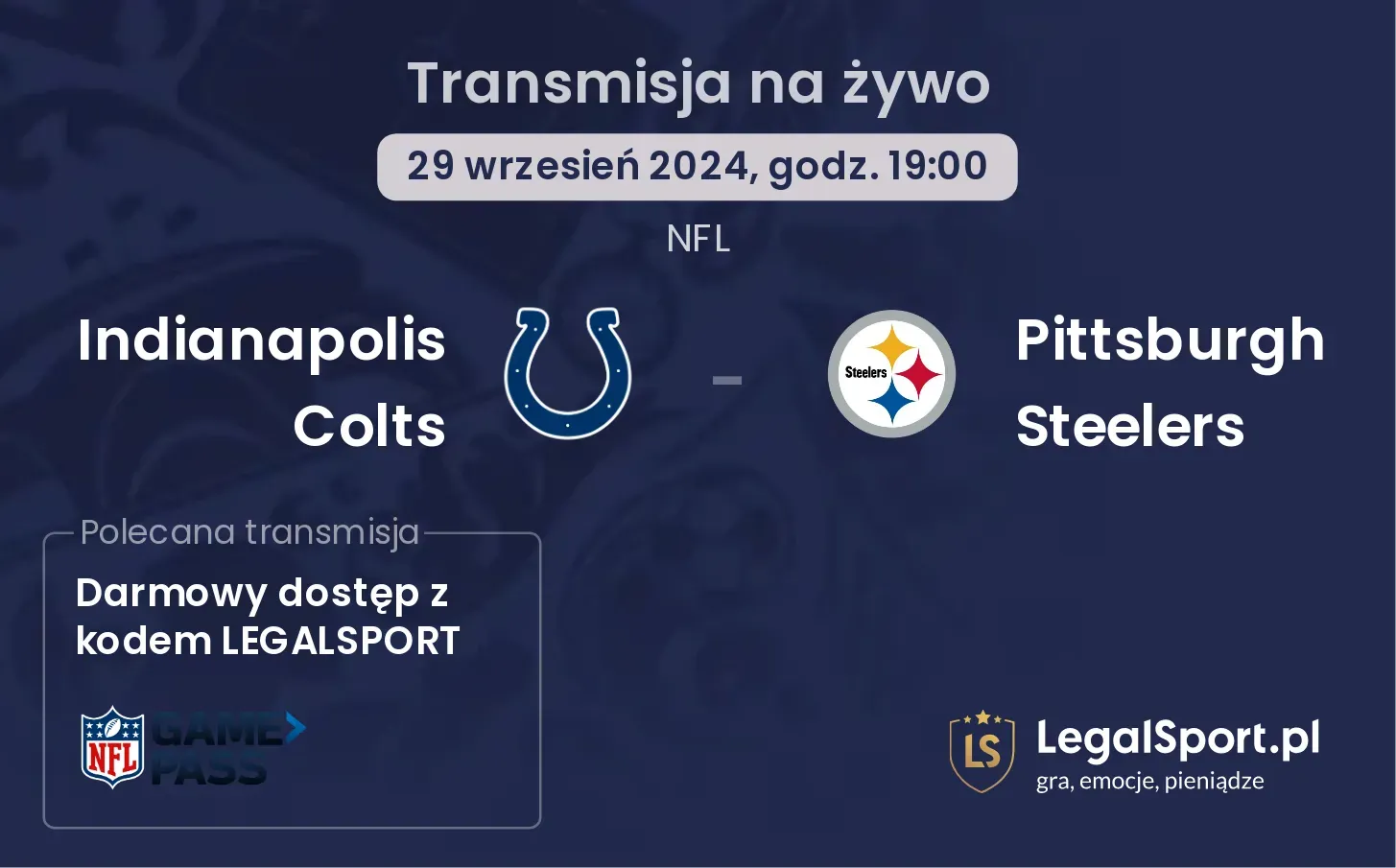 Indianapolis Colts -  Pittsburgh Steelers gdzie oglądać? 29.09, godz. 19:00