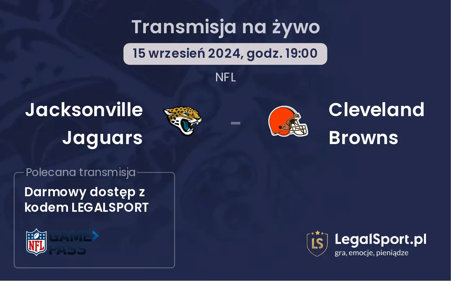 Jacksonville Jaguars -  Cleveland Browns gdzie oglądać? 15.09, godz. 19:00