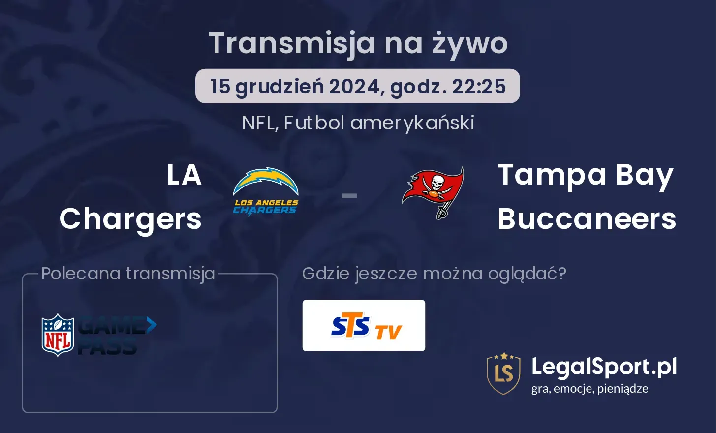 LA Chargers - Tampa Bay Buccaneers gdzie oglądać?