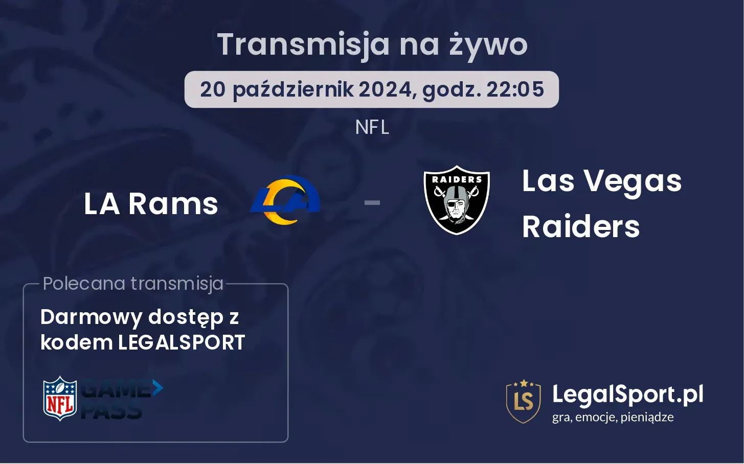 LA Rams - Las Vegas Raiders gdzie oglądać? 20.10, godz. 22:05