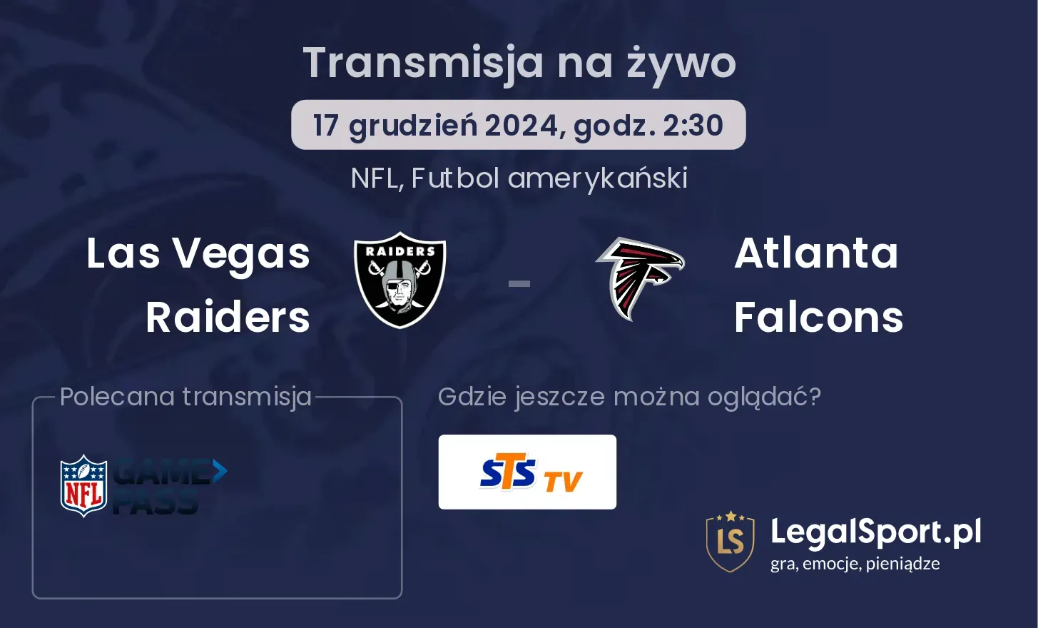 Las Vegas Raiders -  Atlanta Falcons gdzie oglądać?