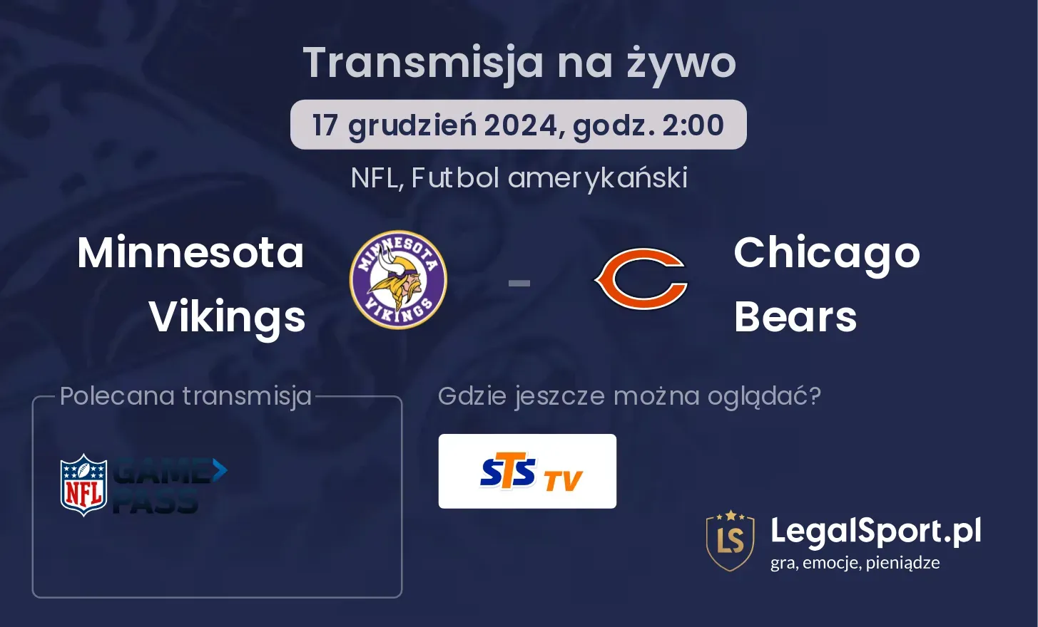 Minnesota Vikings - Chicago Bears gdzie oglądać?