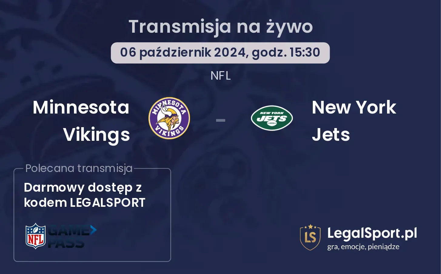 Minnesota Vikings - New York Jets gdzie oglądać? 06.10, godz. 15:30