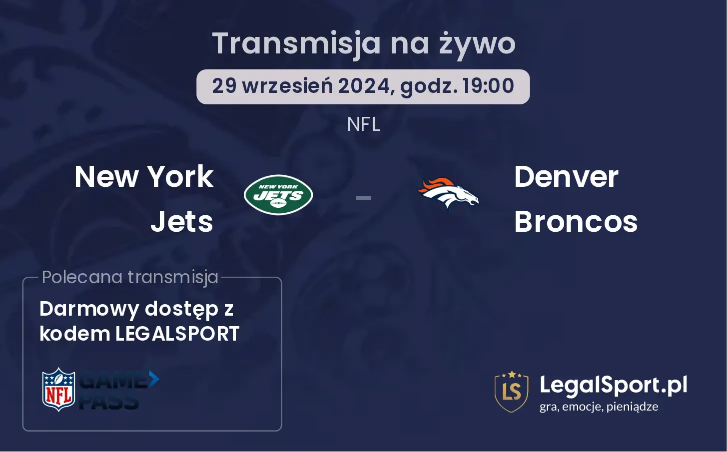 New York Jets - Denver Broncos gdzie oglądać? 29.09, godz. 19:00