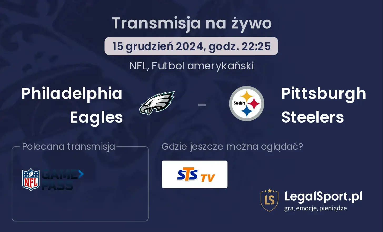 Philadelphia Eagles - Pittsburgh Steelers transmisja na żywo