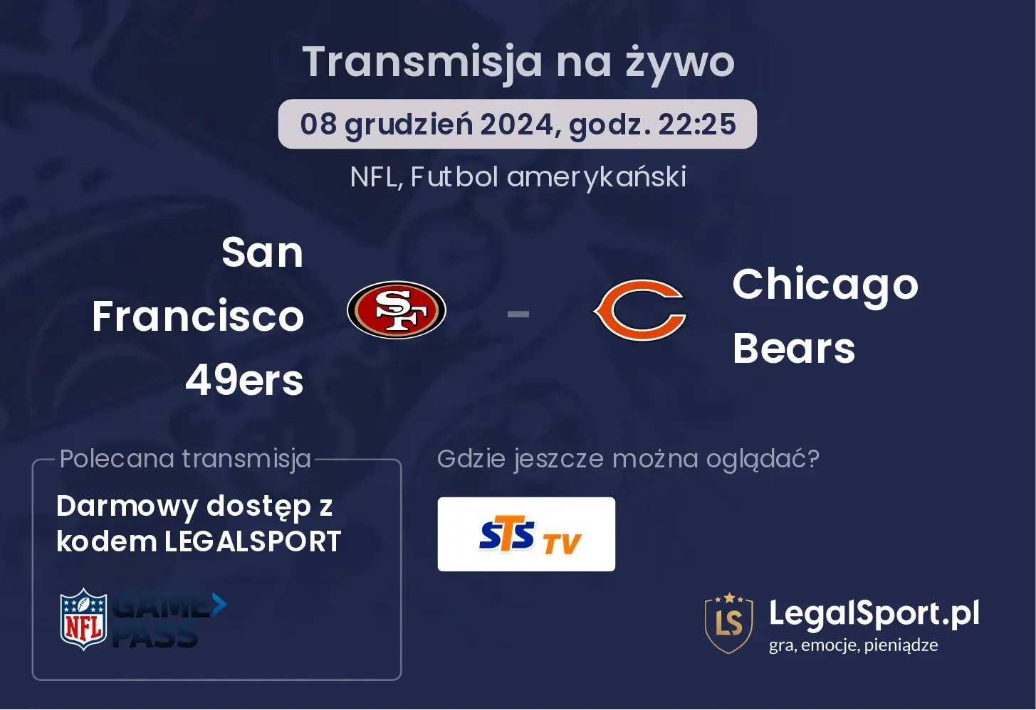  San Francisco 49ers - Chicago Bears gdzie oglądać?