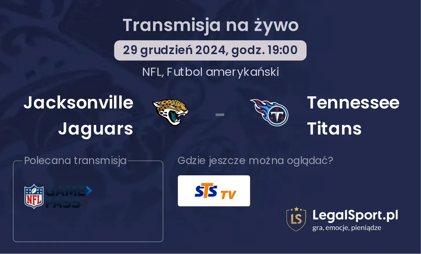 Jacksonville Jaguars - Tennessee Titans gdzie oglądać?