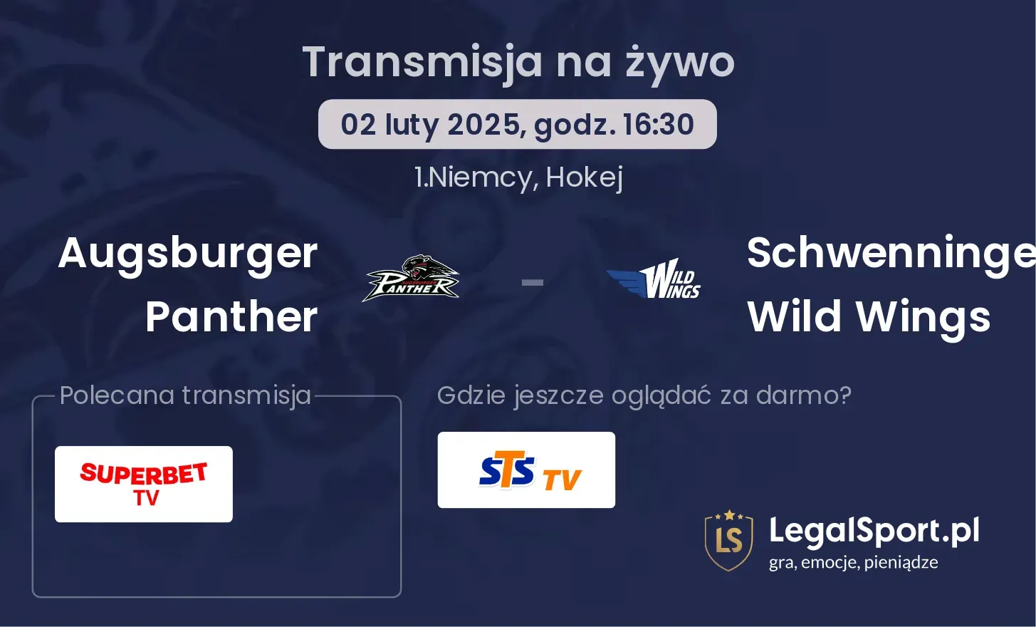 Augsburger Panther - Schwenninger Wild Wings gdzie oglądać?