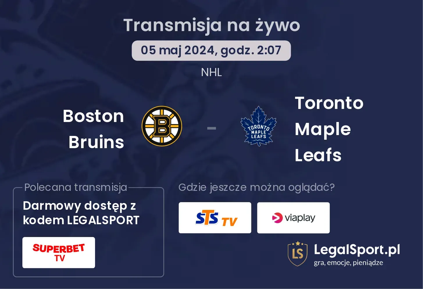 Boston Bruins - Toronto Maple Leafs transmisja na żywo