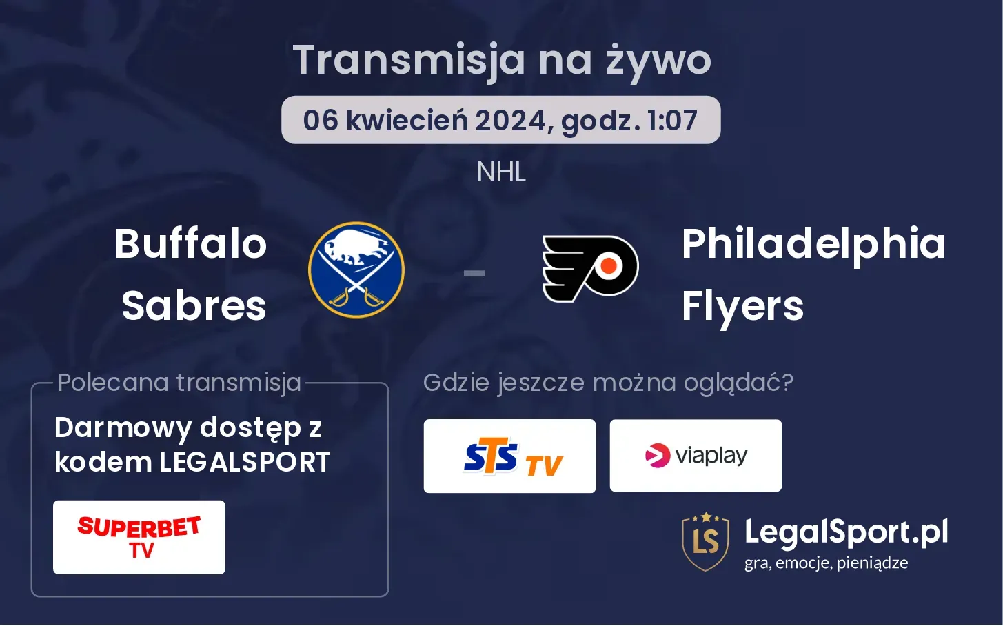 Buffalo Sabres - Philadelphia Flyers transmisja na żywo