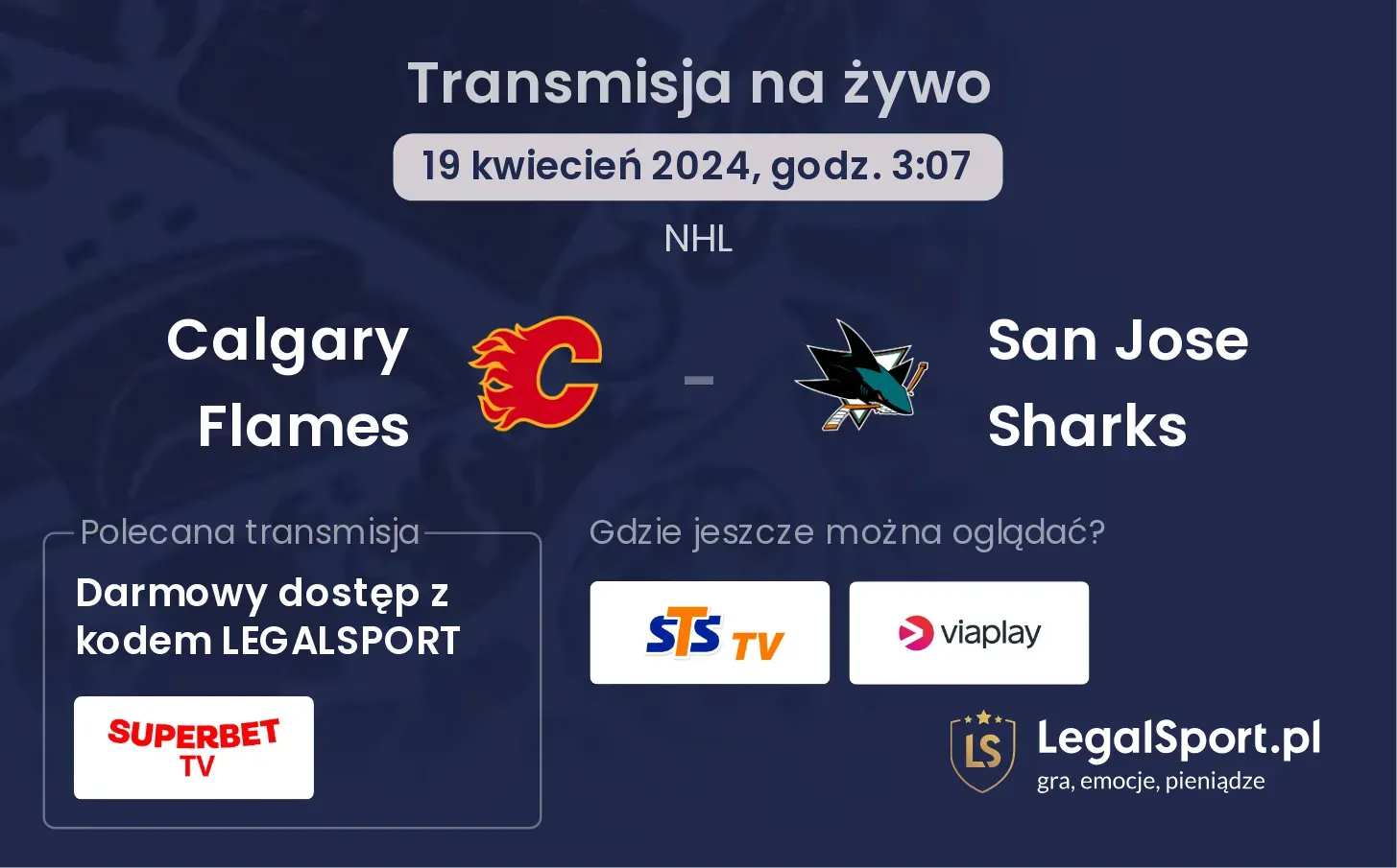 Calgary Flames - San Jose Sharks transmisja na żywo